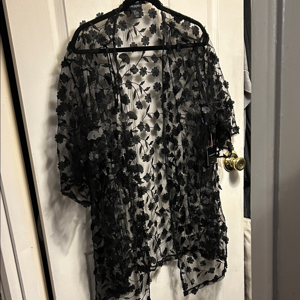 Black Floral Sheer Blouse